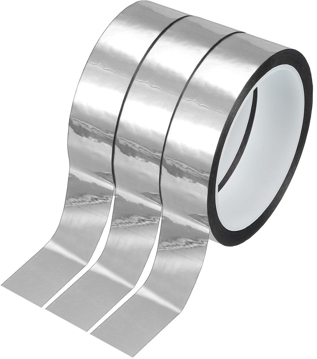 Allecta - Polyesterfilmtape 25mm x 50 meter, set van 3 - Glanzend zilveren plakband voor gedetailleerde accenten, wandgrafiek en bootdecoratie
