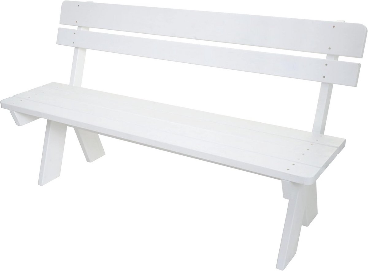 Tuinbank 3-Zits Massief Hout 148 cm Wit - Duurzaam en Stabiel