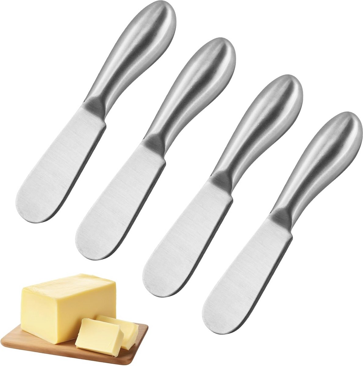 Set van 5 roestvrij staal botermessen en kaasmes voor boter, jam, en desserts