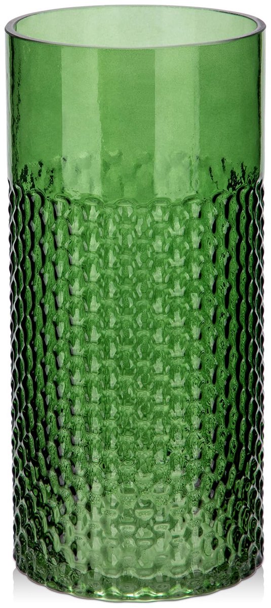 Imperatoris Glazen Vazen / Glazen Flessen – Mini Decoratieve Vaas Flesjes – Helder Glas – Inclusief Strik – 11 x 23.5 cm – Groen