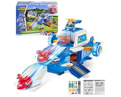 Super Wings World Aircraft Playset – Transformeerbaar Vliegveld met Licht & Geluid – Inclusief Jett & Golden Boy – Speelset vanaf 3 Jaar