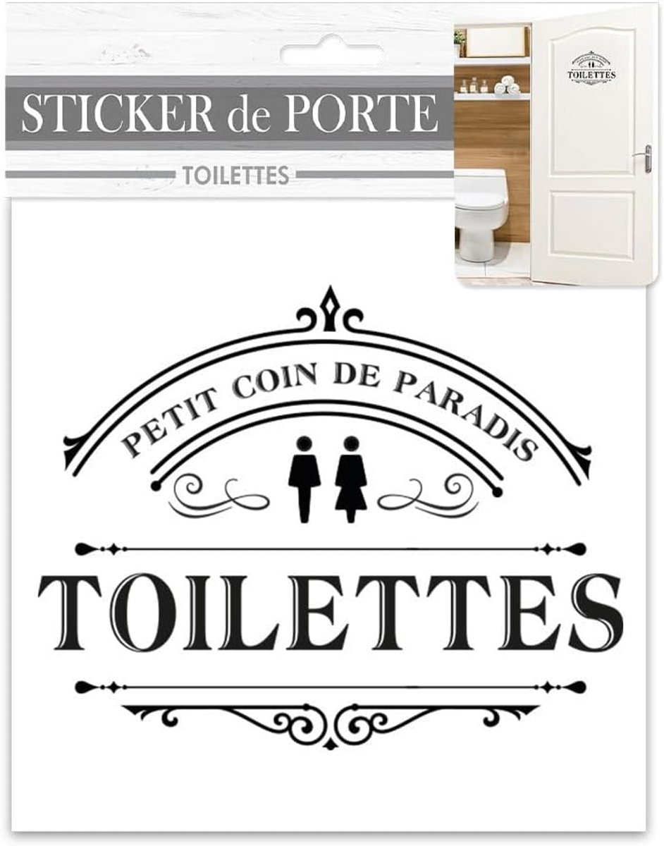 Toilet Deursticker met Franse Tekst - Decoratieve Vinyl Sticker voor WC Deur