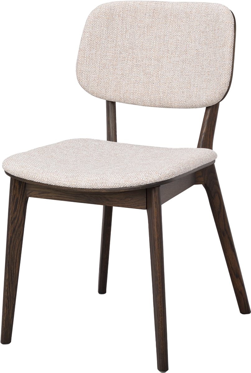 Rowico Home Barrett Houten Eetkamerstoel Bruin - Beige Zitting - Japandi - Créme - Scandinavisch