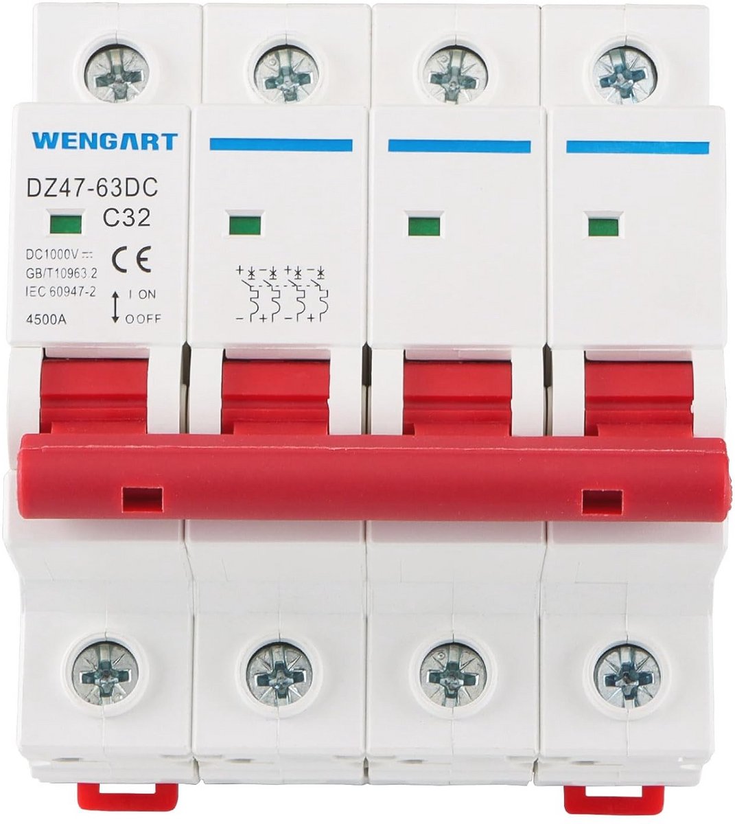 Automatische 4 Polige Miniature Circuit Breaker 1000V DC voor Zonne-energie systemen - 32 A