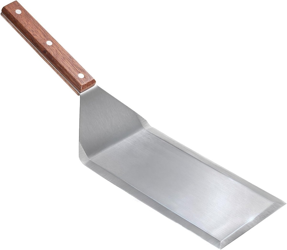 Stainless Steel Spatula with Wooden Handle – 20cm Cooking and Grilling Tool