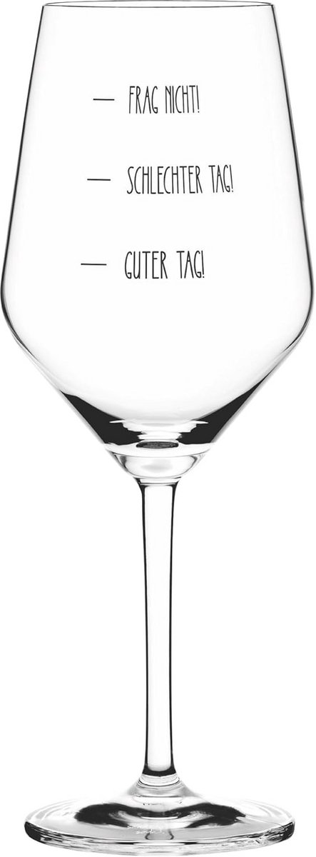 Modern wijnglas met trendy spreuk en geschenkdoos - 480 ml