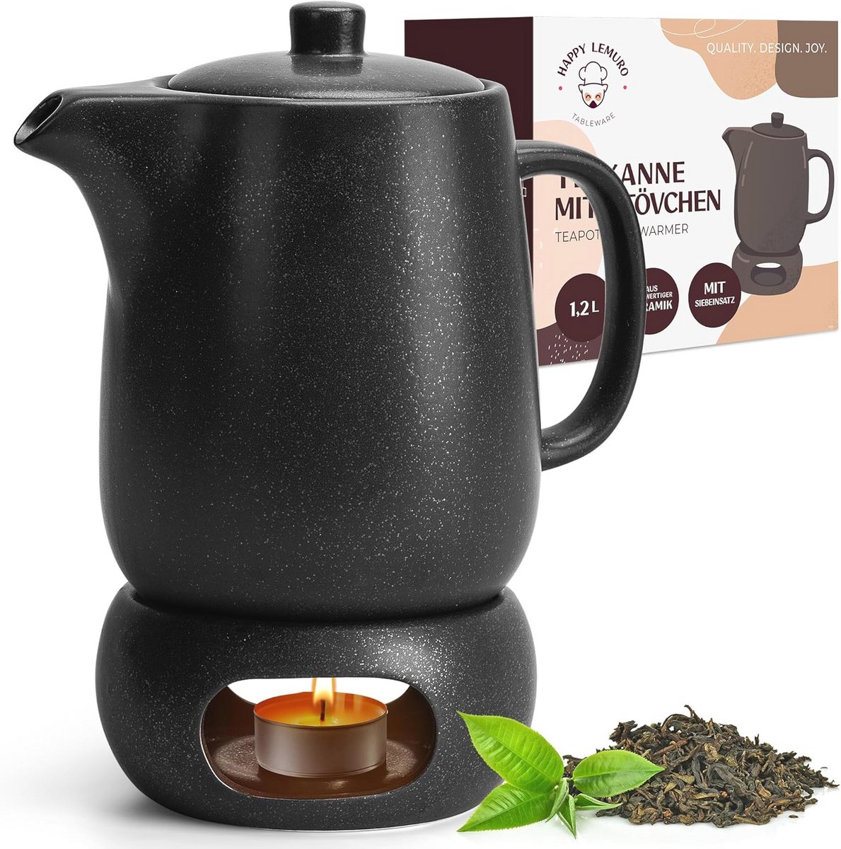 Keramische Theepot met Stoofje en Zeef - 1,2 L