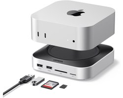 Dock met 4K DisplayPort voor Dual Monitor Setups, 10Gbps USB Poorten, M.2 NVMe SSD Slot, SD/TF Kaartlezer en 3,5mm Audio Compatibel met Mac Mini