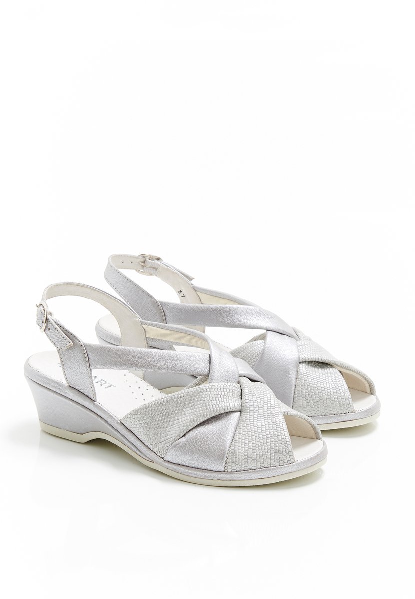 Damart - Sandalen met California Piedical structuur - Dames - Zilverkleur - 41