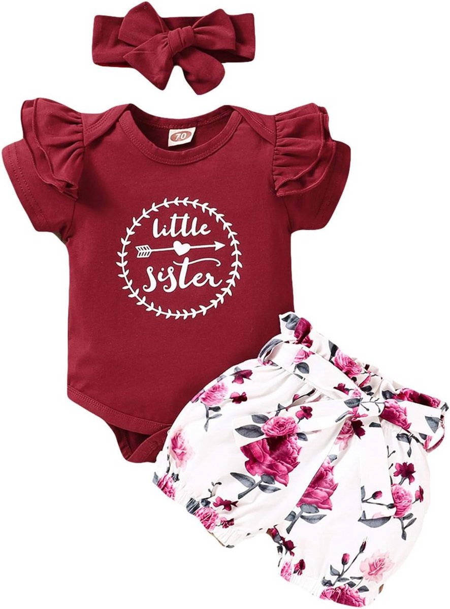 Schattige Zomeroutfit Meisjes: Rompertje, Korte Broek en Hoofdband
