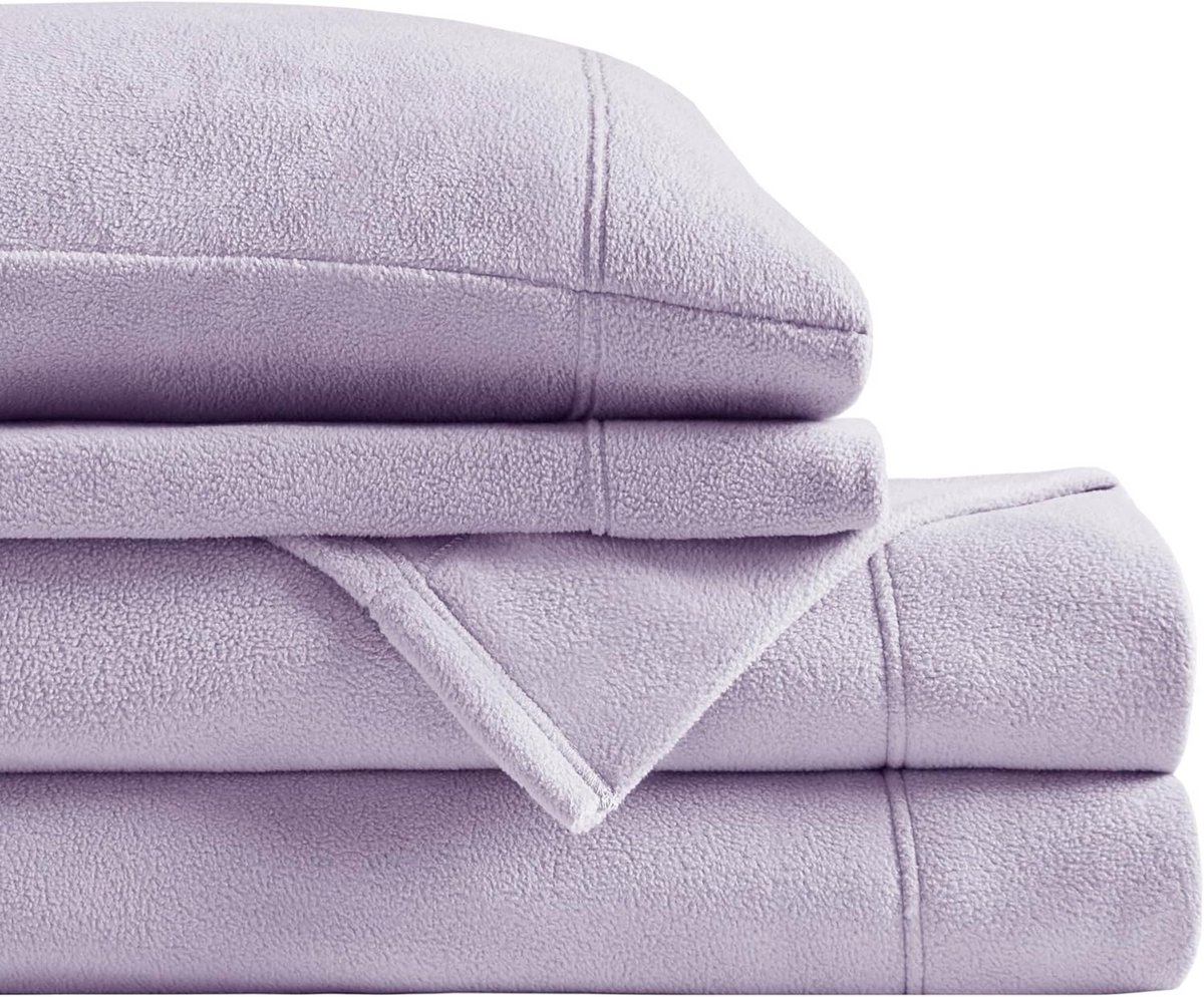 Micro Fleece Beddengoed Set - Warm Laken Set - Koudweer Comfort - 14 Inch Diepe Pocket - 4 Delig - Lavendel