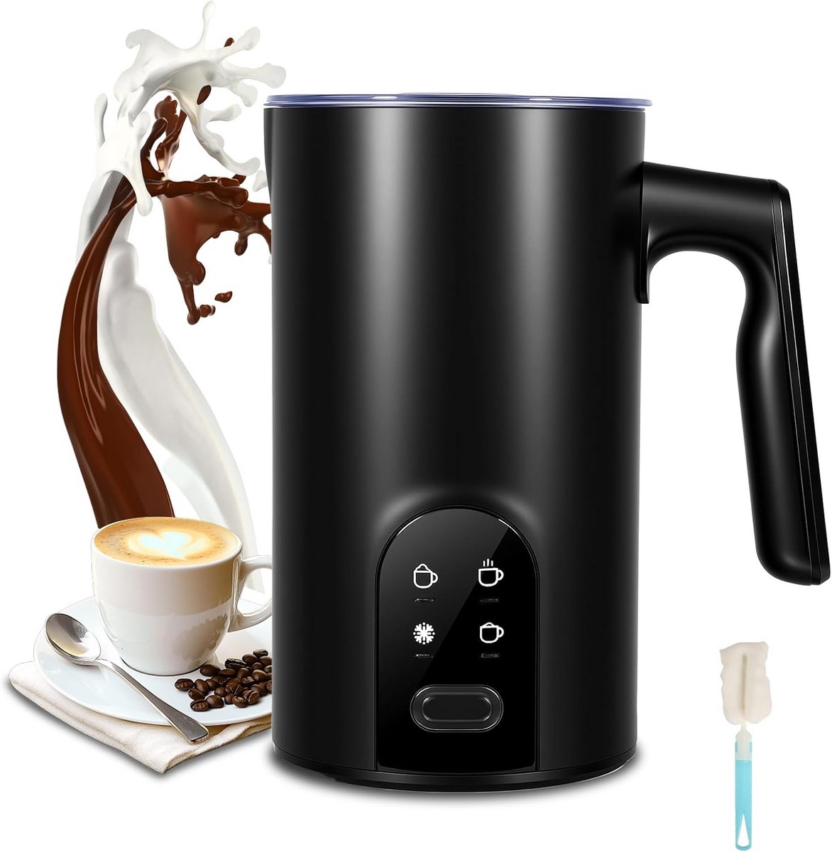 Elektrische Melkopschuimer 4-in-1 met 350 ml Capaciteit voor Warm en Koud Schuim