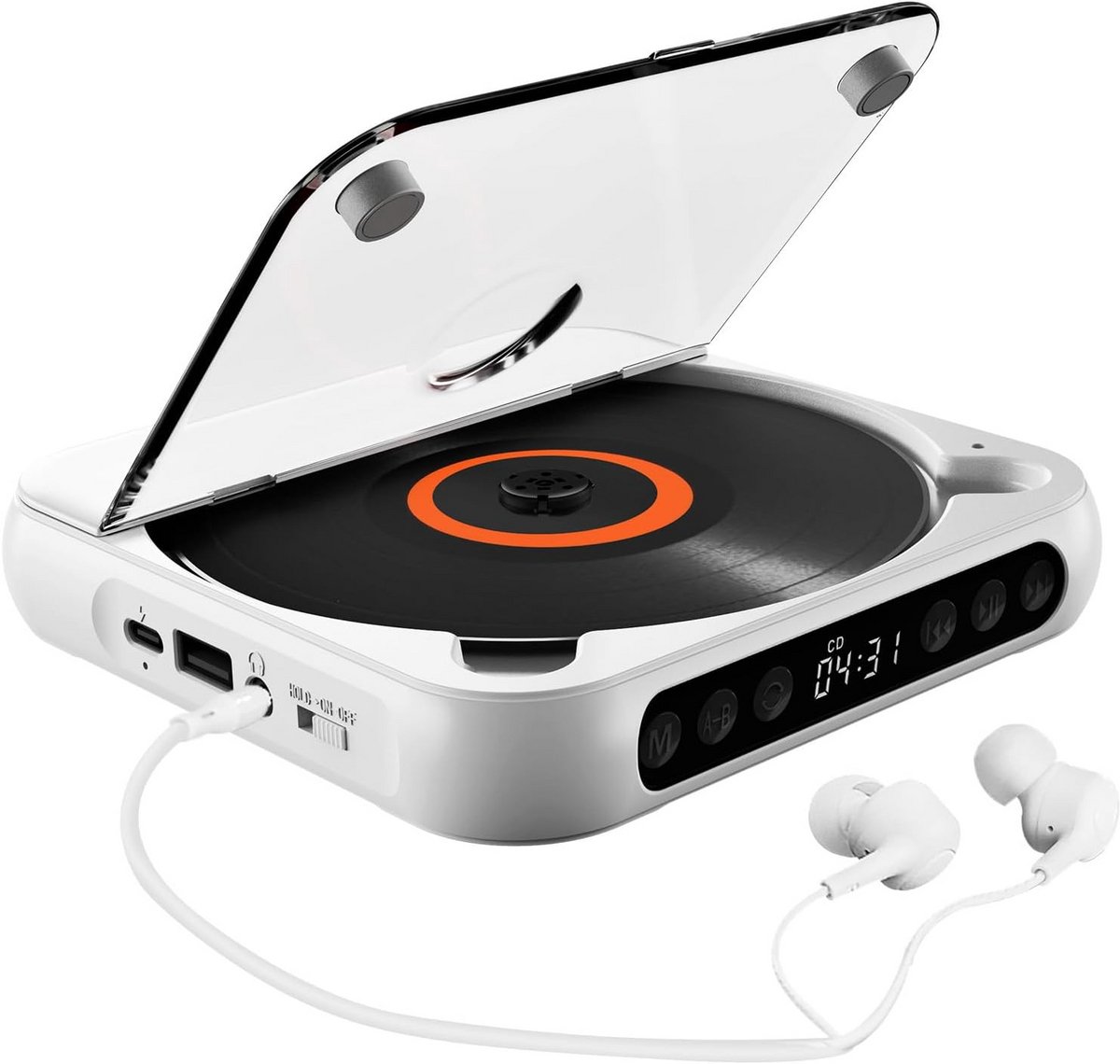 Draagbare CD-speler met Bluetooth, Oplaadbaar, Inclusief Hoofdtelefoon