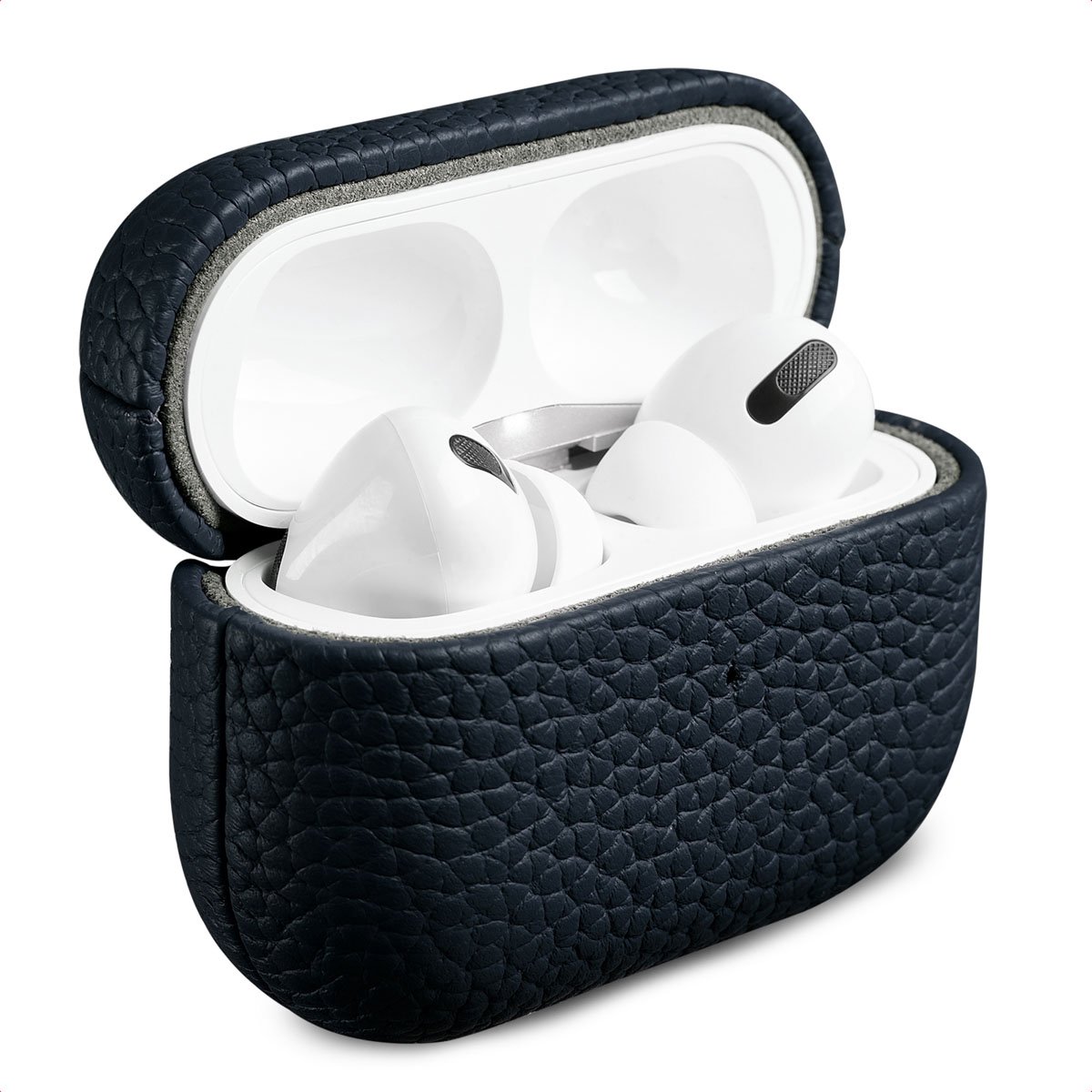Accezz Echt Leren Case - Hoesje geschikt voor AirPods Pro 2 / Pro 2 (2022) - Donkerblauw