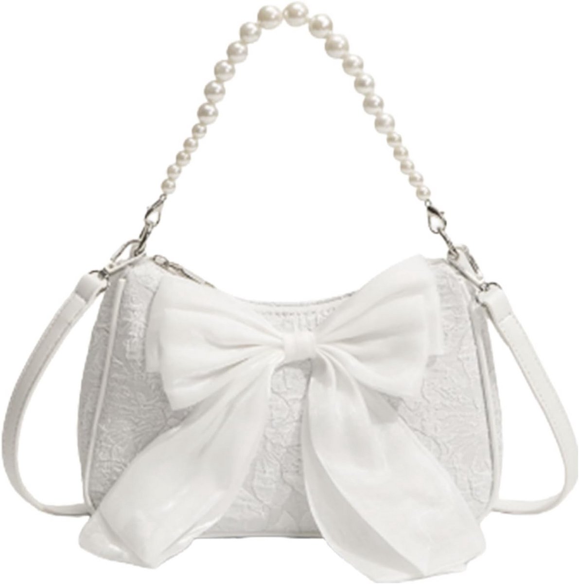 Elegante Parel Handtas met Strik voor Dames - Vintage Schoudertas en Crossbody Tas