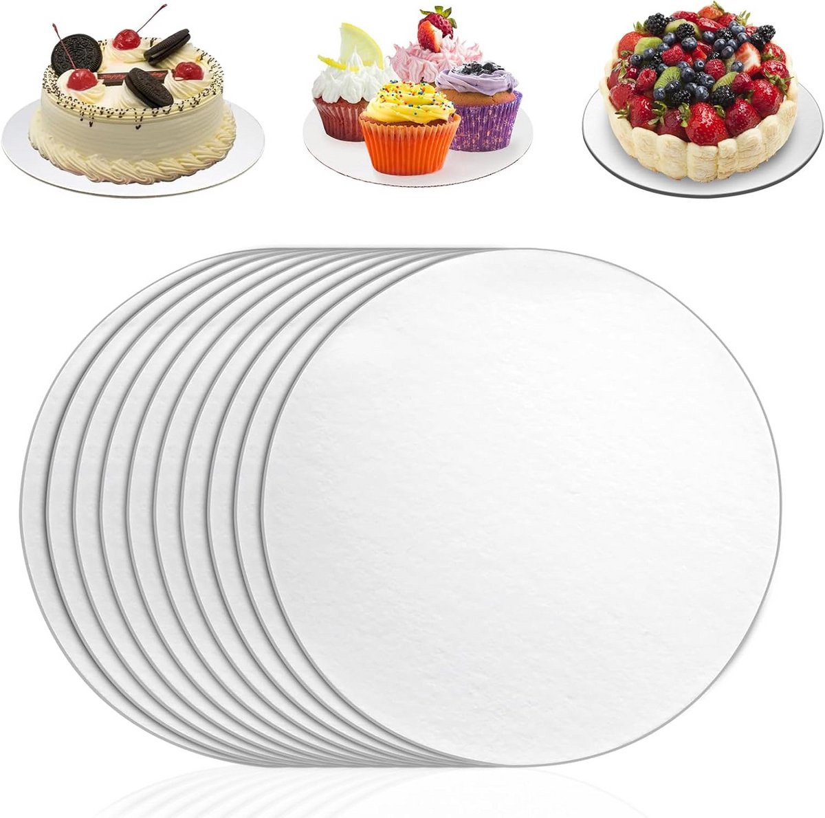 10x Ronde Taartkarton Wit - Stevige Onderlegger voor Gebak en Taarten 30 cm