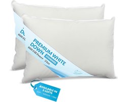 Donzen Kussen Set van 1 - 550 Vulkracht - 100% Puur Wit Dons - 100% Katoenen Hoes - Medium Stevig - Voor Slaappositie Zij/Rug - RDS Gecertificeerd
