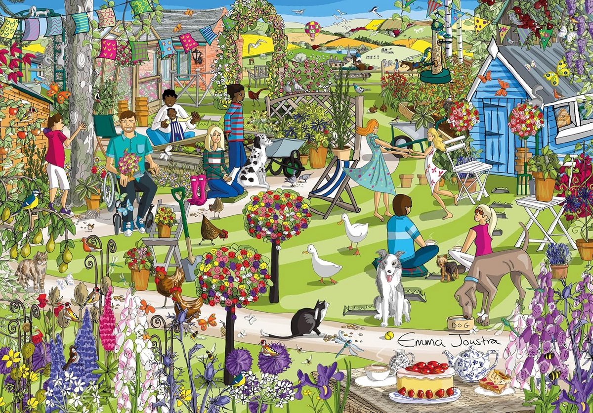 1000 Stukjes Legpuzzel - Prachtige Bloementuin Scène