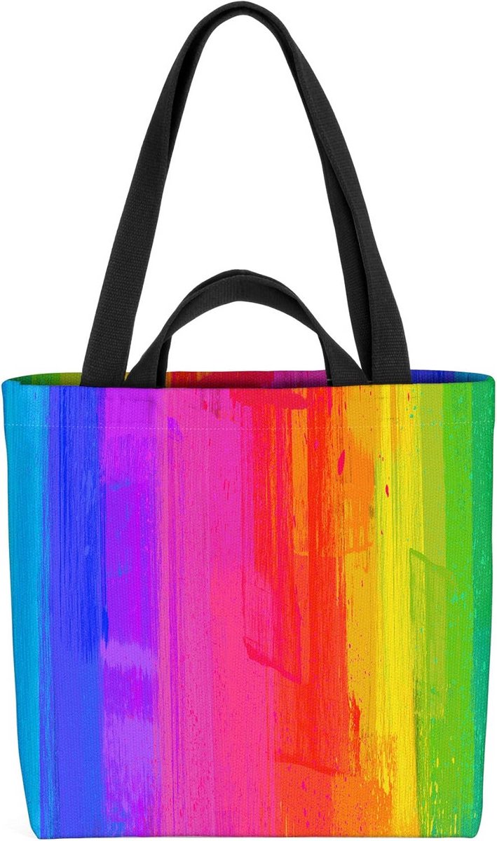 Regenboogkleuren binnenzak draagtas 33x33x14cm 15 liter