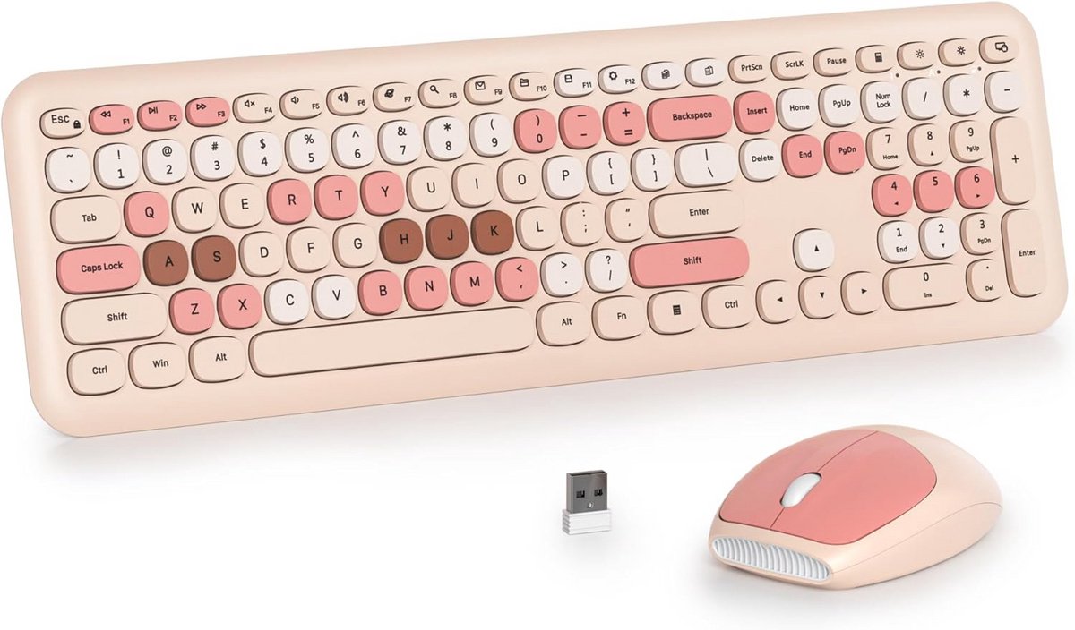 Draadloos Toetsenbord en Muis Set Amerikaans QWERTY Kleurrijk Stijlvol Stil
