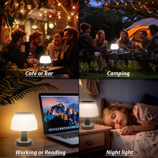 Dimbare Draadloze Buiten Tafellamp op Zonne-energie en USB Oplaadbaar — afbeelding 4