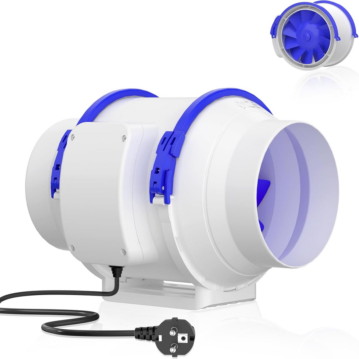 Kanaalventilator 125 mm Inline Buisventilator Stil Afzuigventilator met EU Stekker voor Badkamer en Groeiruimtes
