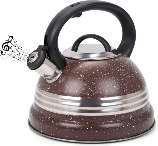 Bouilloire Sifflante 1,8 L Acier Inoxydable - Poignée Pliable, Bec Sifflet, Pour Camping, Randonnée, Maison