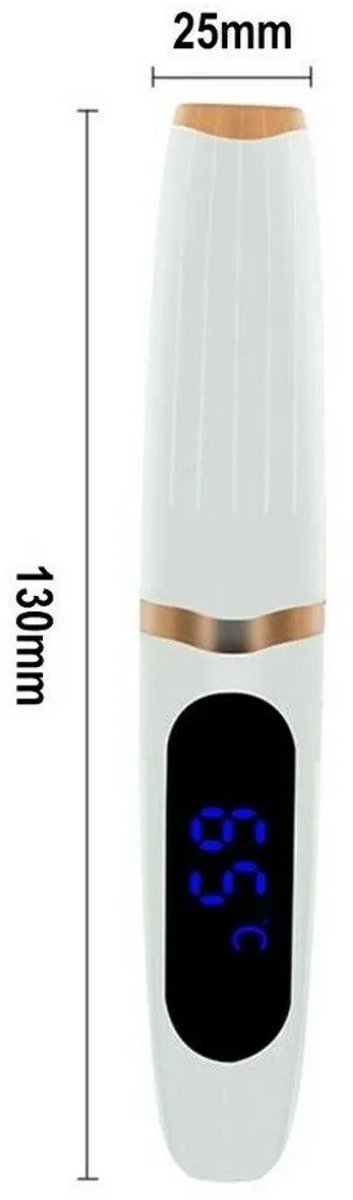 Elektrische wimperkruller met verwarming, oplaadbaar via USB, snel opwarmend, wit.