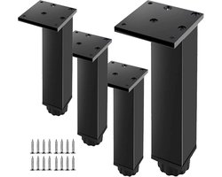 Metalen Meubelpoten Verstelbare Hoogte Aluminium voor Tafel Bank en Bed - 4 stuks