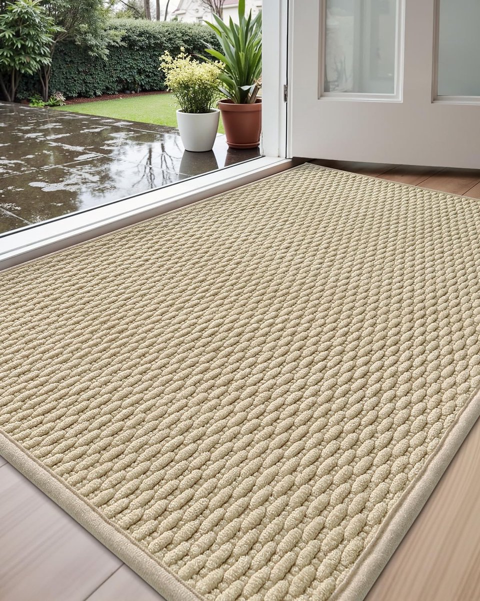 Unyqoos Absorberende en Antislip Deurmat voor Binnengebruik met Elegant Ontwerp 44 x 75 cm kaki