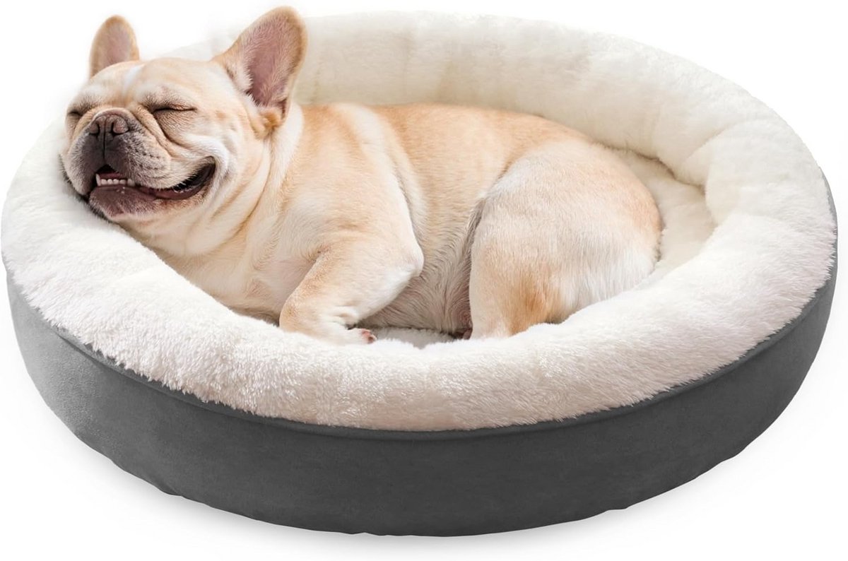 Rond donutkussen voor katten en kleine honden - 76 cm - Superzacht - Antislip bodem - Waterbestendig - Machine wasbaar - Luxe huisdierbed