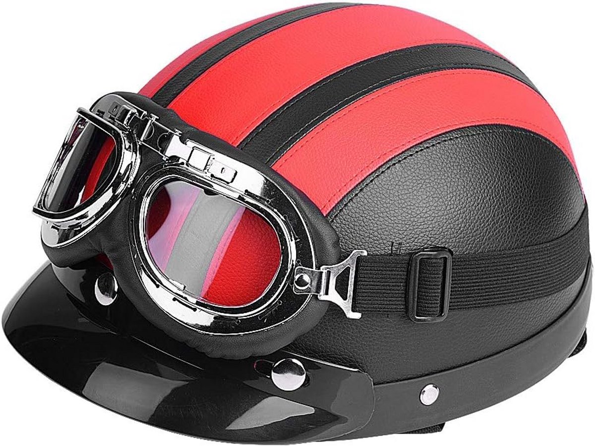 Open Motorhelm Scooterhelm Motorfiets Helm met Vizier en UV Bril - Universele Pasvorm