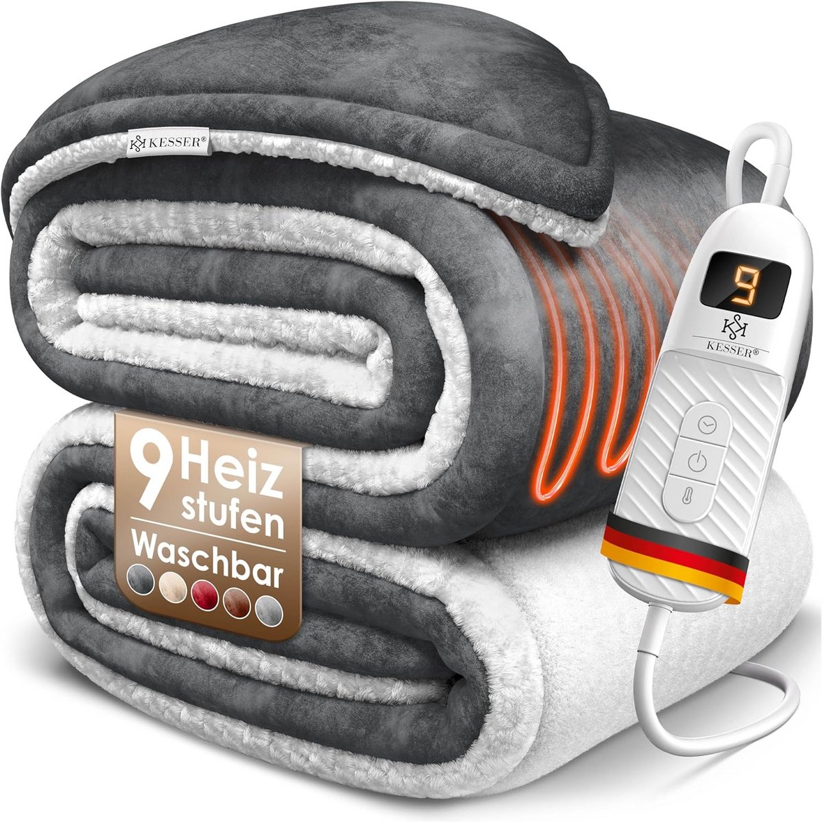 Elektrische deken Sherpa Fleece Dubbelzijdig Verwarmd met Timer en 9 Warmtestanden