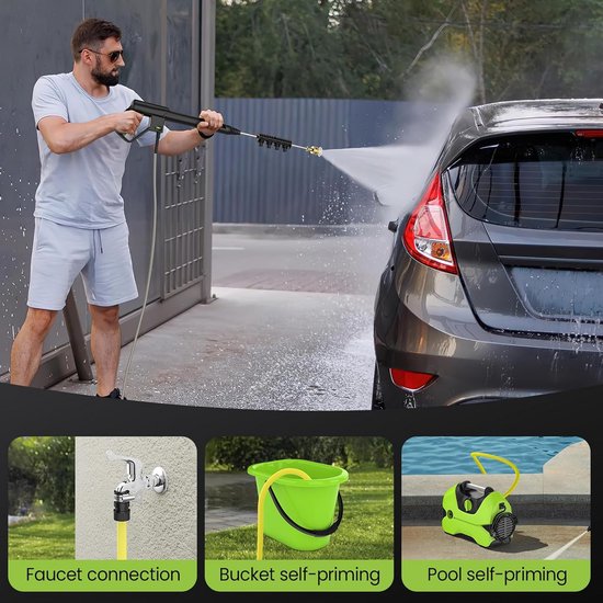Elektrische Hogedrukreiniger 120 bar met 4 Sproeipatronen en Oppervlaktereiniger van Merkloos	 — afbeelding 2