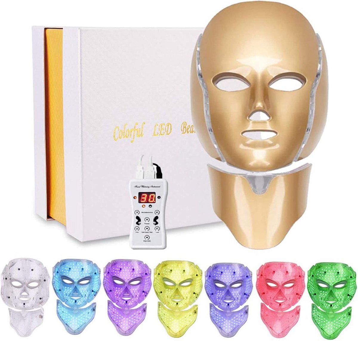 LED Lichttherapie Gezichtsmasker voor Huidverjonging Thuis - 7 Kleuren Foton Therapie