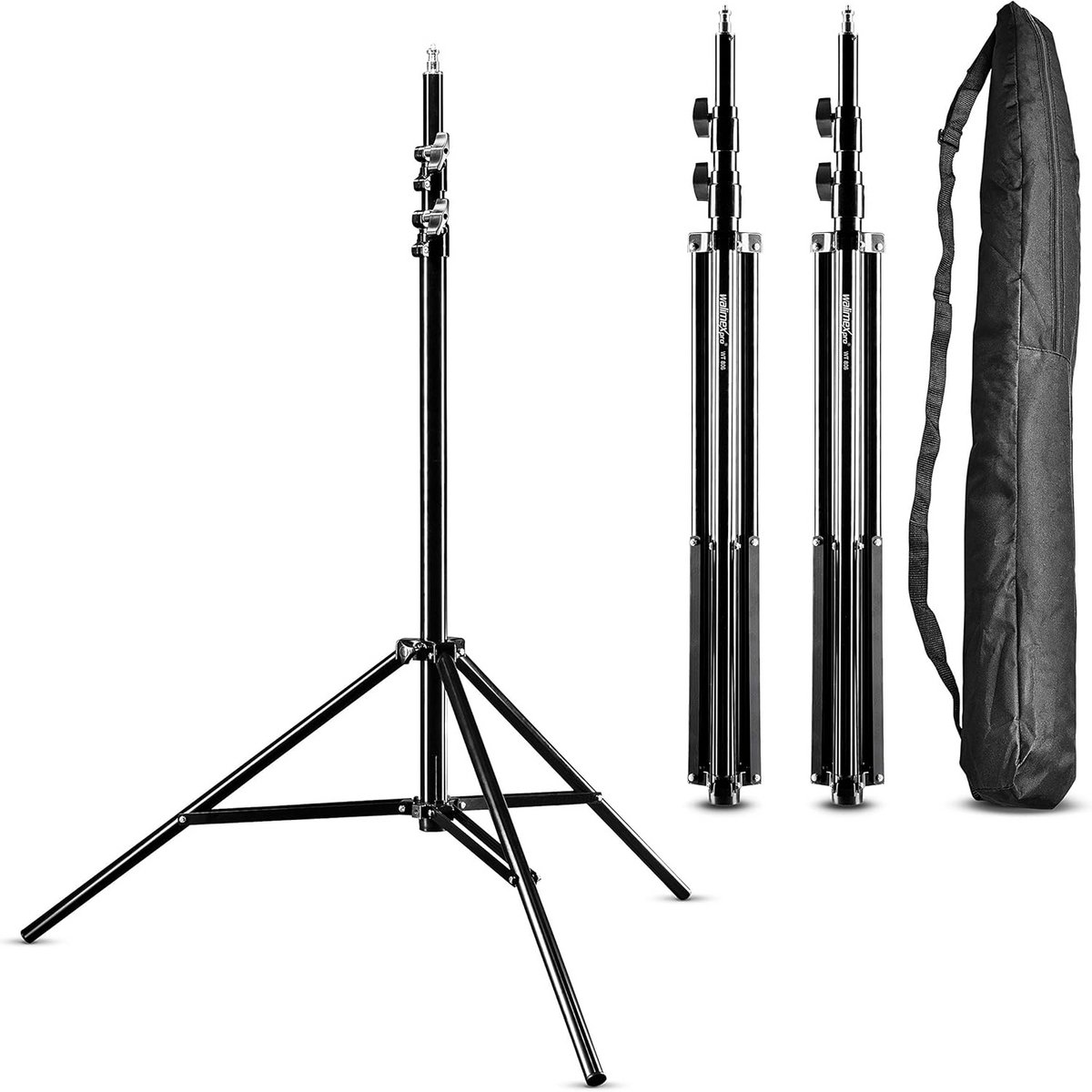 Set van 3 Professionele Lampstatieven met Veerdemping en Transporttassen