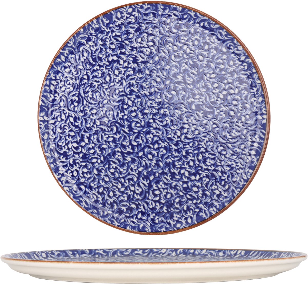 By Bone Pizzabord - Edera Cobalt - Porselein - 32 cm - set van 2