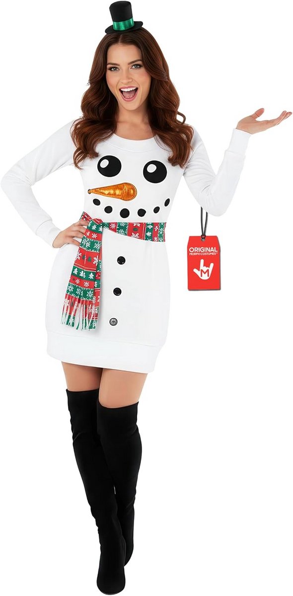 Sneeuwpop Kostuum voor Dames - Compleet Kerstkostuum met Sjaal en Muts