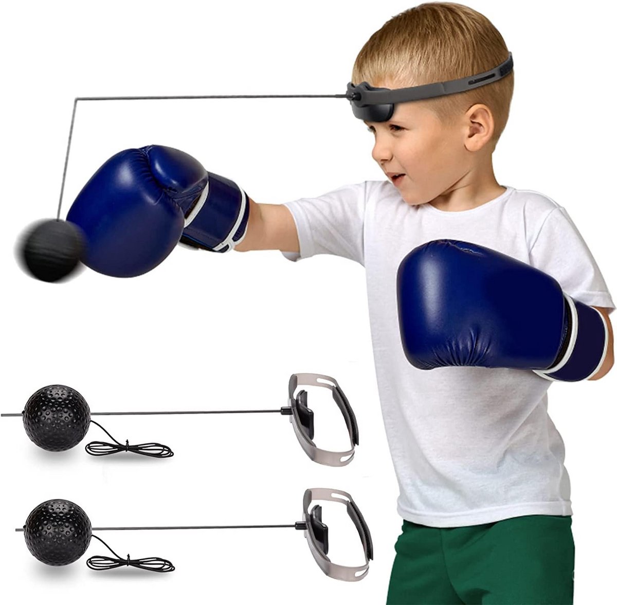 Bokstraining Set met 2 Reflexballen voor Verbetering van Reactie en Oog-Handcoördinatie