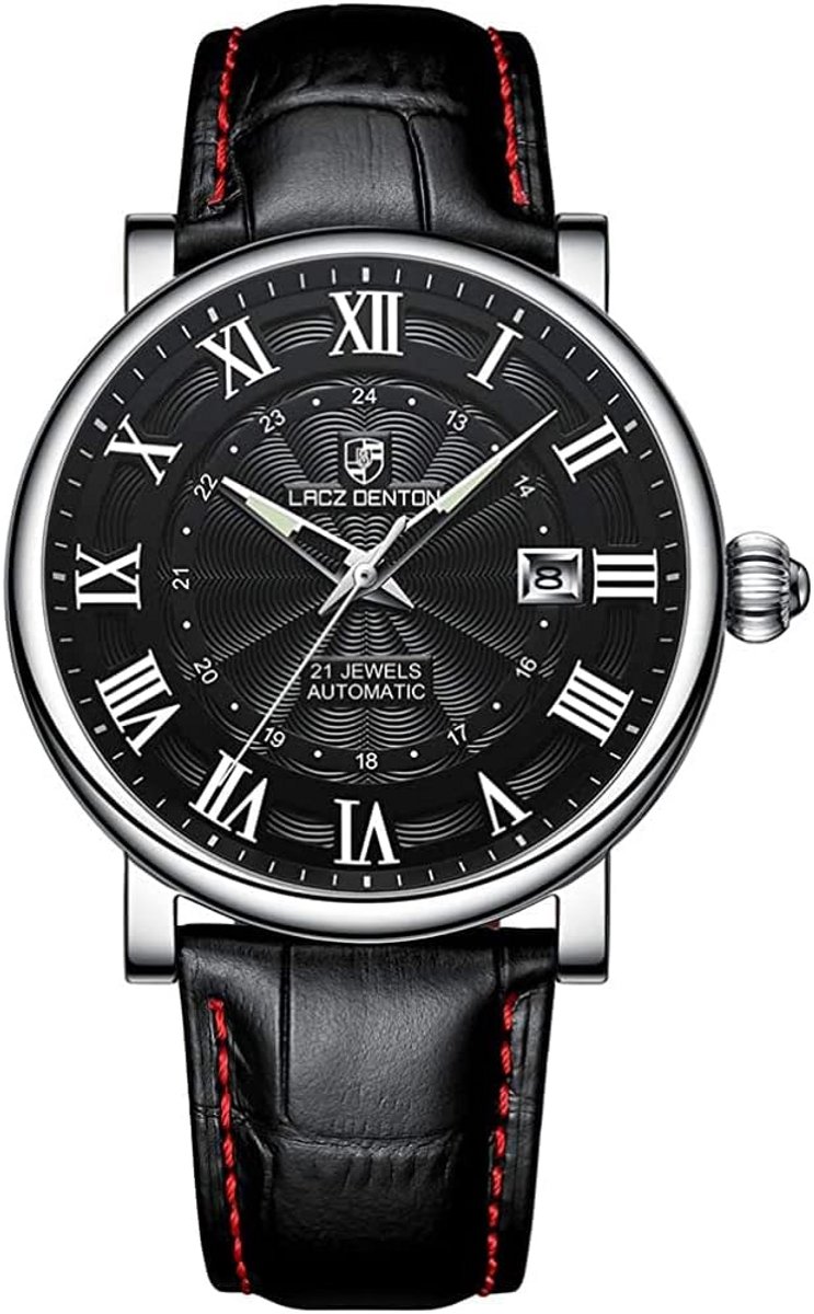 Automatisch Herenhorloge met Lederen Band en Waterdichte Kast