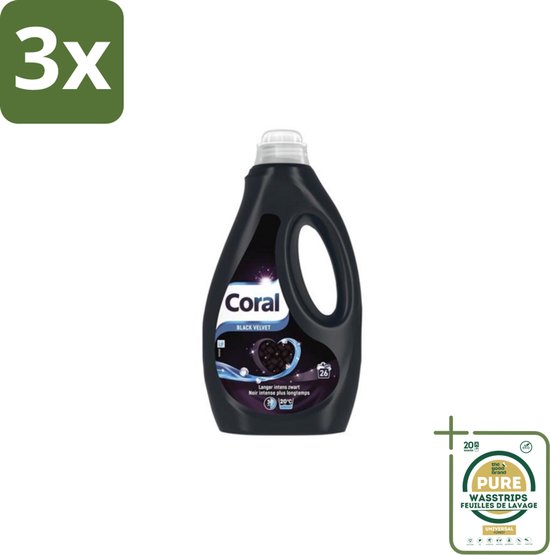 3 x Coral – Vloeibaar Wasmiddel – Black Velvet – 1170 ml - Grootverpakking - Koffiezetapparaat - Koffiezetapparaat - Koffiezetapparaat