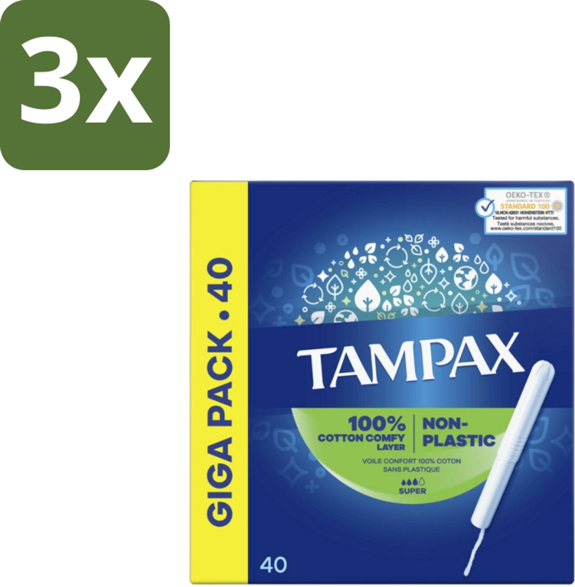 Tampax Tampons Super 40 stuks per verpakking - Bulkverpakking - 3 stuks
