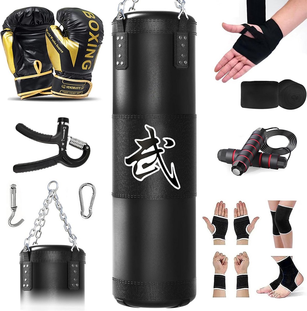 Zware Bokszak Set 120 cm Inclusief Bokshandschoenen voor Kickboksen en Krachttraining