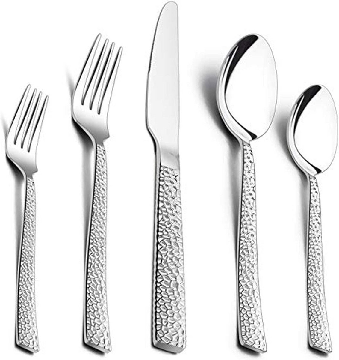 60-delige Bestekset RVS voor 12 Personen - Hamergreep Tafelbestek Inox