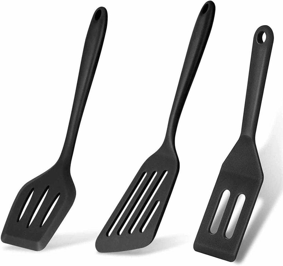 MDUG Een set van 3 siliconen spatels - zwart - antiaanbaklaag - vaatwasmachinebestendig - hittebestendige antiaanbaklaag - kookgerei - gemakkelijk schoon te maken