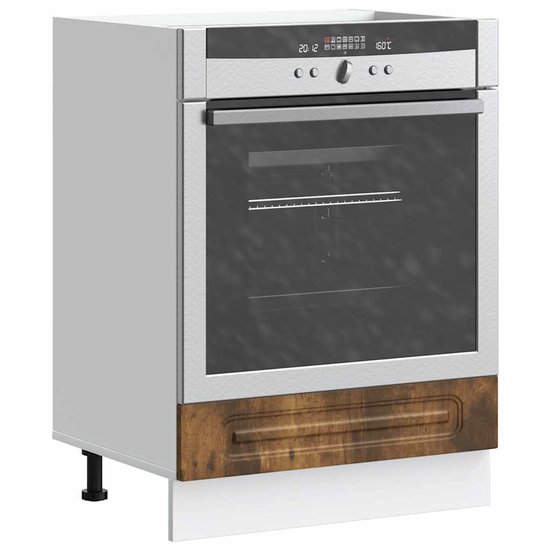 Ovenkast Porto bewerkt hout wit