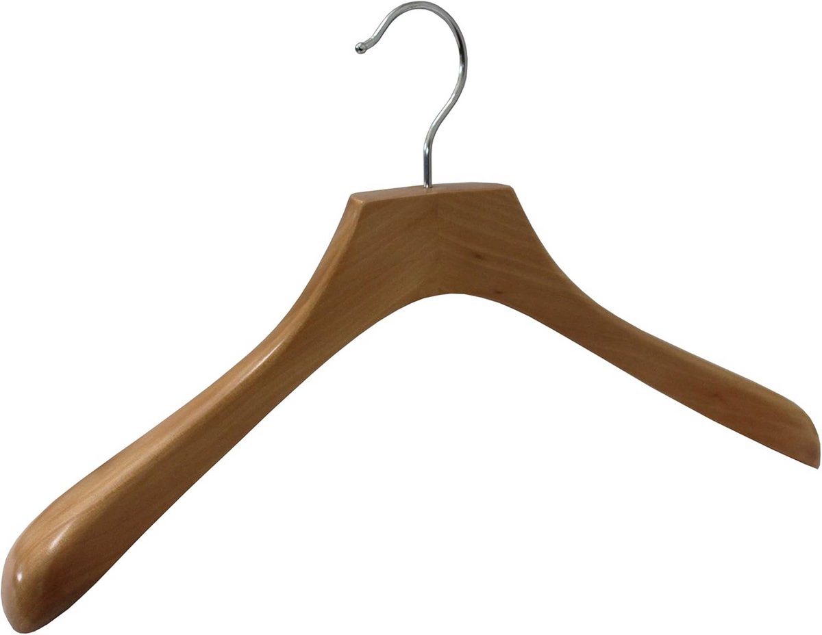 Luxe Houten Kledinghangers 10 Stuks - Stevige Garderobehangers - Natuurlijk Beukenhout