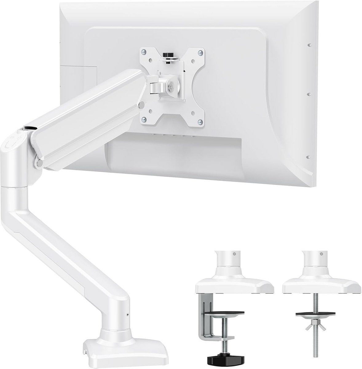 Monitorstandaard Tafelbevestiging voor 1 scherm 13-32 inch met Gasveer - Wit