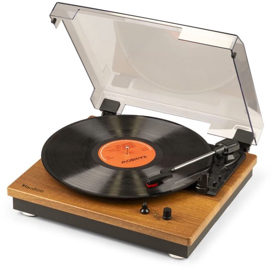 Platine tourne disque vinyle vintage rechargeable BT et haut-parleur