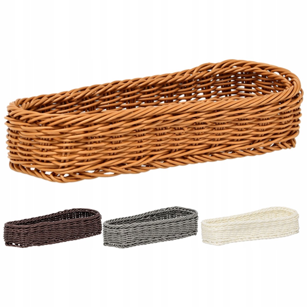 Rechthoekige mand 28x11x5,5cm voor brood, diverse kleuren